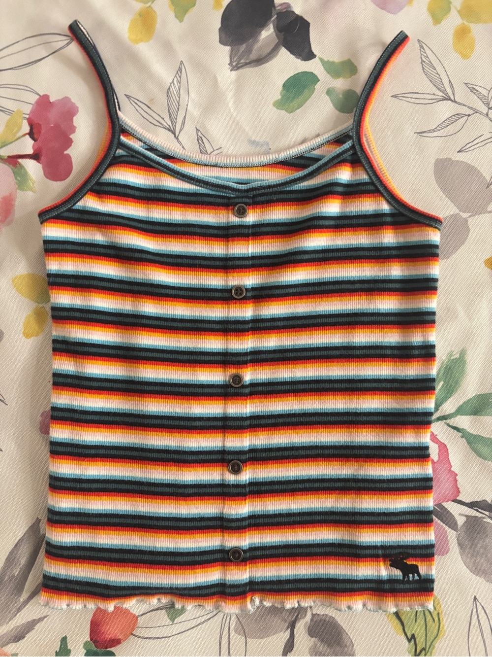 Girls' Multi-Color Striped Button-Front Tank Top - Picture 2 of 4